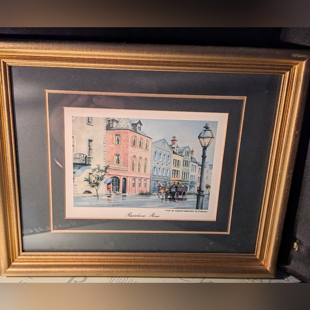 Rainbow Row Print By Emerson with Gold Frame 8 x10 Inches